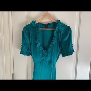 Marc Jacobs Teal Satin Retro Style Dress Size 10